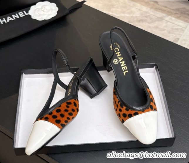 Top Design Chanel Mixed Fibers & Patent Leather Slingbacks Pump 6.5cm Heel CH072726 Brown 2026