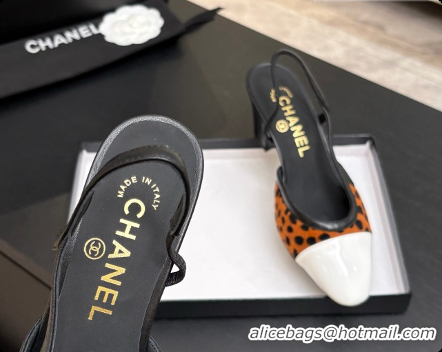 Top Design Chanel Mixed Fibers & Patent Leather Slingbacks Pump 6.5cm Heel CH072726 Brown 2026