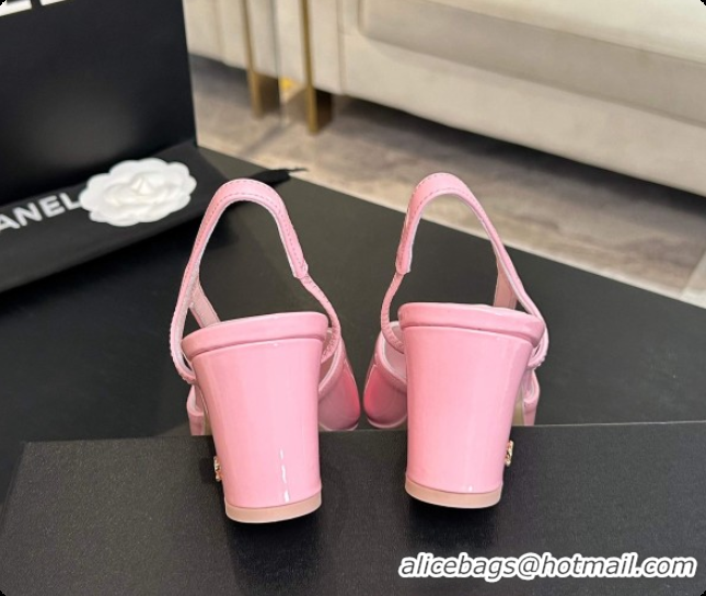 Low Cost Chanel Patent Leather Slingbacks Pump 6.5cm Heel CH072732 Pink 2026
