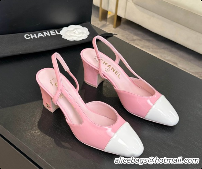Low Cost Chanel Patent Leather Slingbacks Pump 6.5cm Heel CH072732 Pink 2026