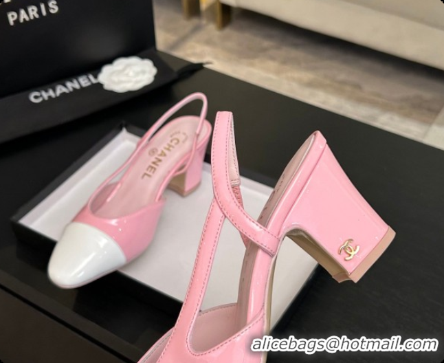 Low Cost Chanel Patent Leather Slingbacks Pump 6.5cm Heel CH072732 Pink 2026