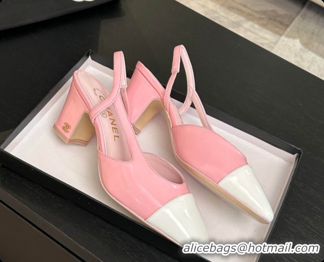 Low Cost Chanel Patent Leather Slingbacks Pump 6.5cm Heel CH072732 Pink 2026