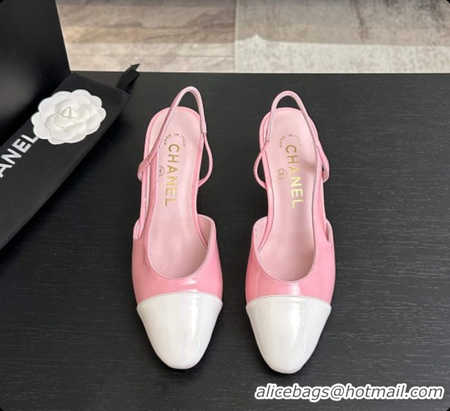 Low Cost Chanel Patent Leather Slingbacks Pump 6.5cm Heel CH072732 Pink 2026