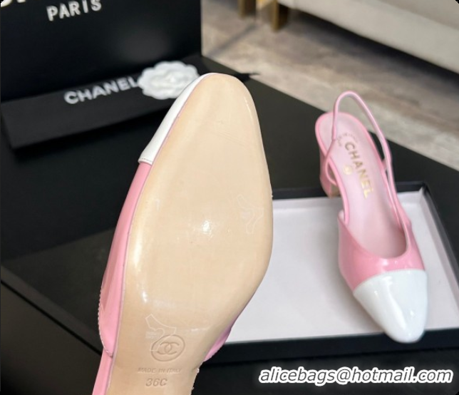 Low Cost Chanel Patent Leather Slingbacks Pump 6.5cm Heel CH072732 Pink 2026
