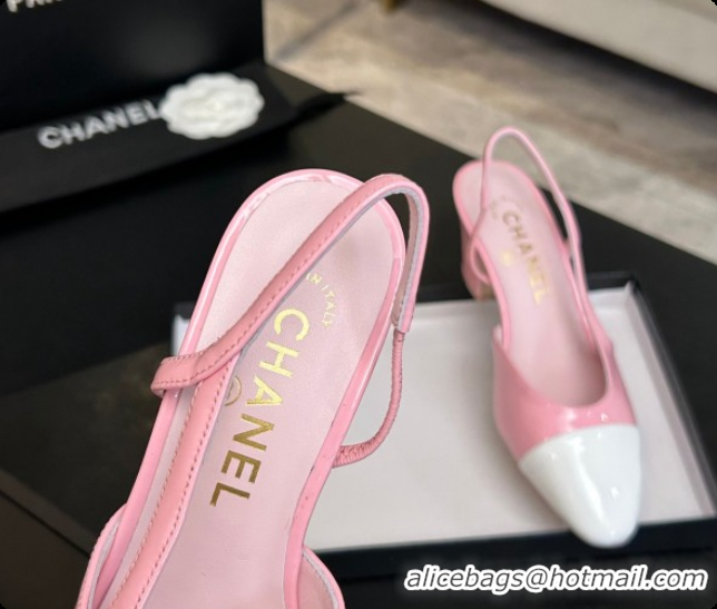 Low Cost Chanel Patent Leather Slingbacks Pump 6.5cm Heel CH072732 Pink 2026