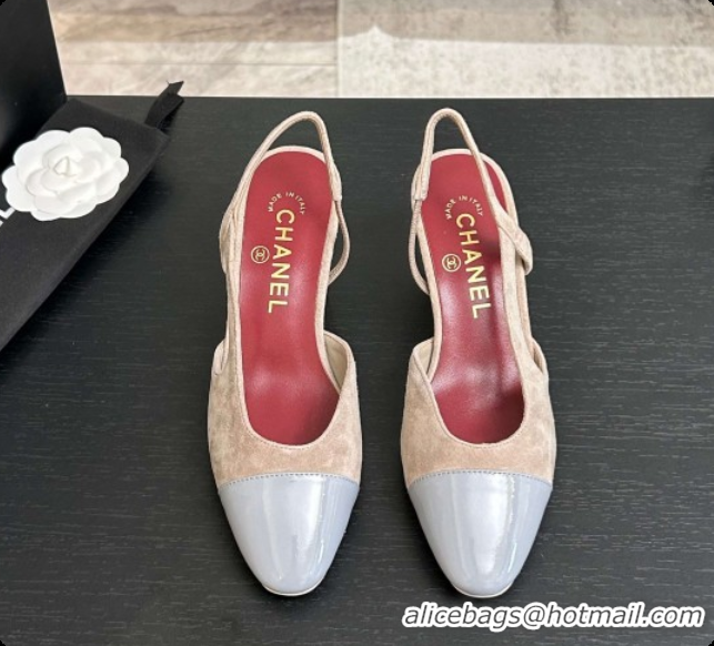 Good Product Chanel Suede & Patent Leather Slingbacks Pump 6.5cm Heel CH072734 Grey 2026