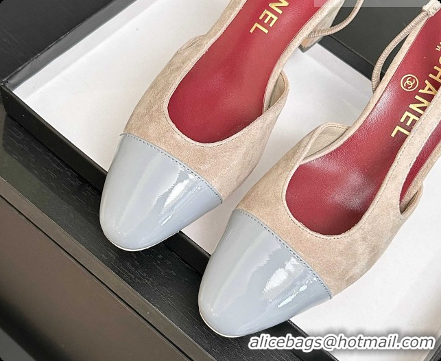 Good Product Chanel Suede & Patent Leather Slingbacks Pump 6.5cm Heel CH072734 Grey 2026