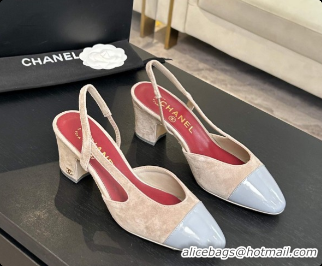 Good Product Chanel Suede & Patent Leather Slingbacks Pump 6.5cm Heel CH072734 Grey 2026