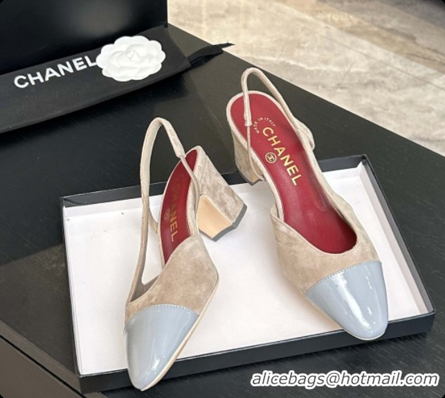 Good Product Chanel Suede & Patent Leather Slingbacks Pump 6.5cm Heel CH072734 Grey 2026