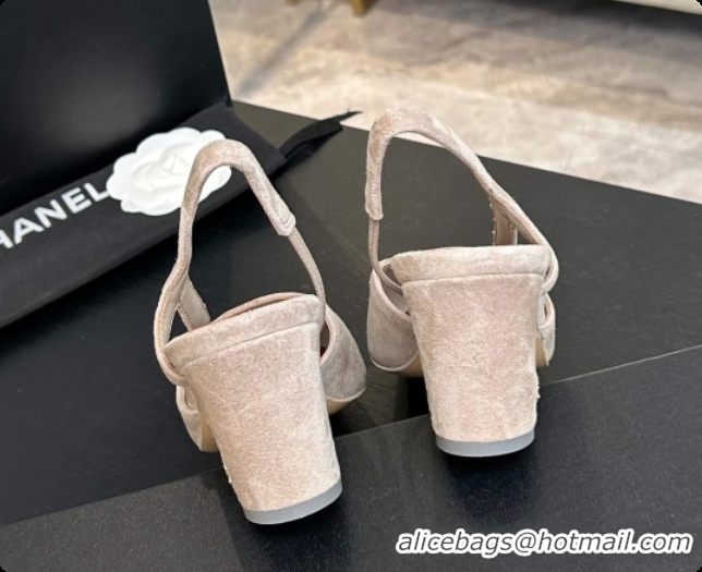 Good Product Chanel Suede & Patent Leather Slingbacks Pump 6.5cm Heel CH072734 Grey 2026