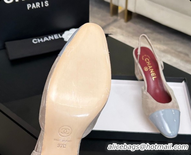 Good Product Chanel Suede & Patent Leather Slingbacks Pump 6.5cm Heel CH072734 Grey 2026