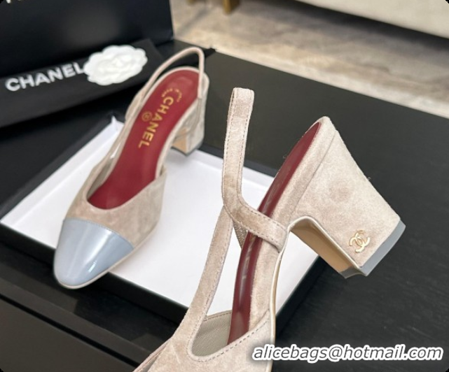 Good Product Chanel Suede & Patent Leather Slingbacks Pump 6.5cm Heel CH072734 Grey 2026