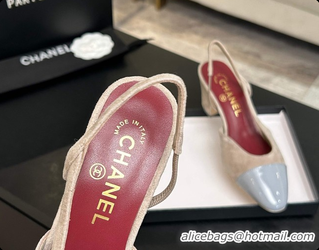 Good Product Chanel Suede & Patent Leather Slingbacks Pump 6.5cm Heel CH072734 Grey 2026