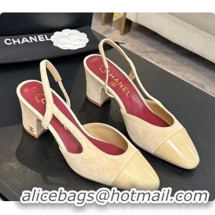 Trendy Design Chanel Suede & Patent Leather Slingbacks Pump 6.5cm Heel CH072736 Beige 2026