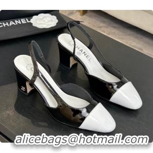 Top Grade Chanel Patent Leather Slingbacks Pump 6.5cm Heel CH072737 Black 2026