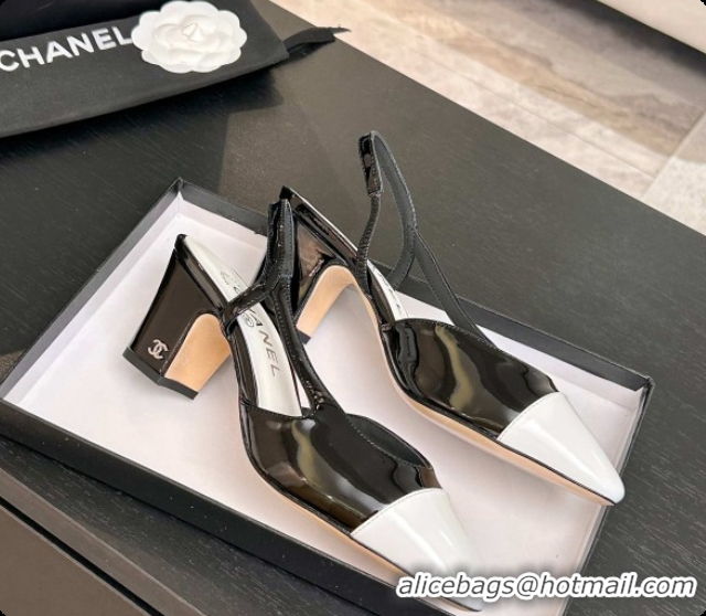 Top Grade Chanel Patent Leather Slingbacks Pump 6.5cm Heel CH072737 Black 2026