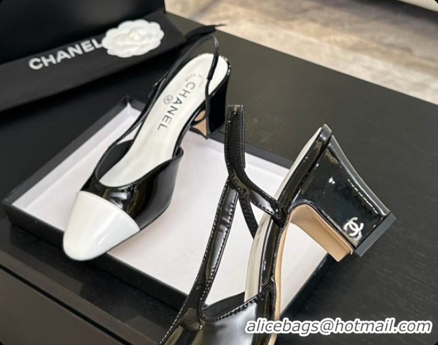 Top Grade Chanel Patent Leather Slingbacks Pump 6.5cm Heel CH072737 Black 2026