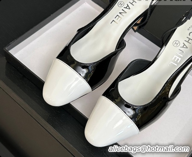 Top Grade Chanel Patent Leather Slingbacks Pump 6.5cm Heel CH072737 Black 2026