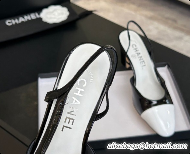 Top Grade Chanel Patent Leather Slingbacks Pump 6.5cm Heel CH072737 Black 2026