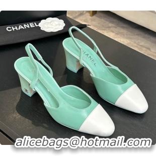 Classic Hot Chanel Lambskin Slingbacks Pump 6.5cm Heel CH072739 Light Green 2026