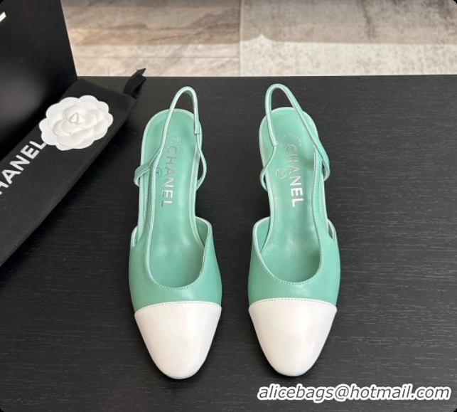Classic Hot Chanel Lambskin Slingbacks Pump 6.5cm Heel CH072739 Light Green 2026