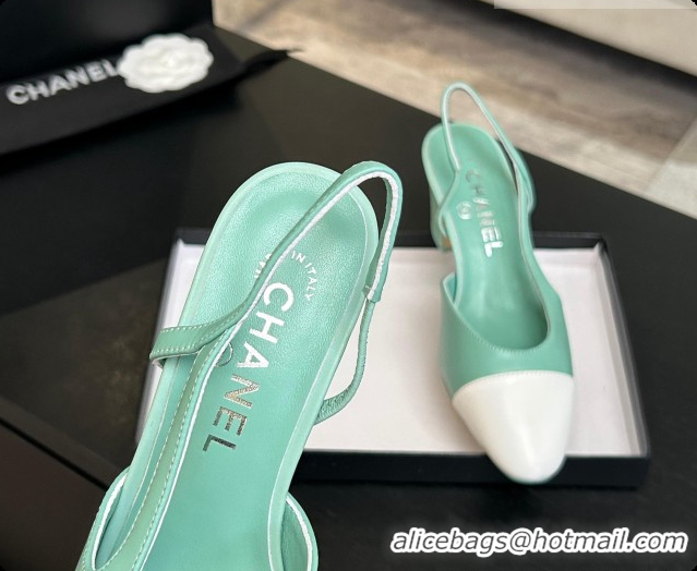 Classic Hot Chanel Lambskin Slingbacks Pump 6.5cm Heel CH072739 Light Green 2026