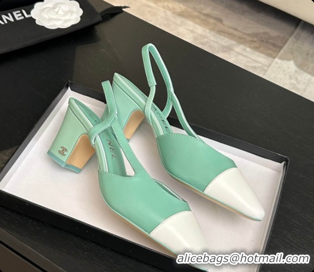 Classic Hot Chanel Lambskin Slingbacks Pump 6.5cm Heel CH072739 Light Green 2026