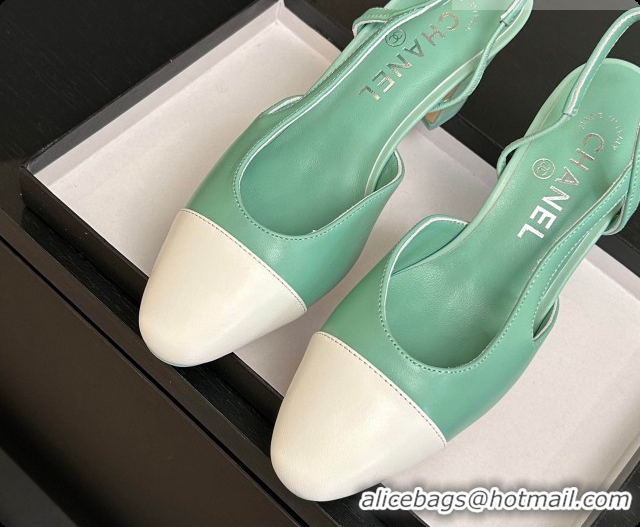 Classic Hot Chanel Lambskin Slingbacks Pump 6.5cm Heel CH072739 Light Green 2026