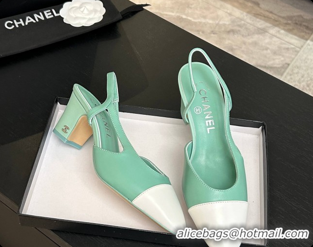 Classic Hot Chanel Lambskin Slingbacks Pump 6.5cm Heel CH072739 Light Green 2026
