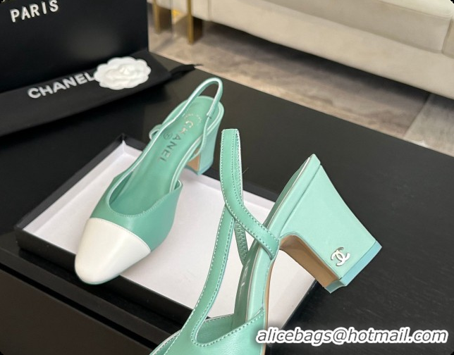Classic Hot Chanel Lambskin Slingbacks Pump 6.5cm Heel CH072739 Light Green 2026