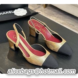 Duplicate Chanel Gold Leather Slingbacks Pump 6.5cm Heel CH072741 2026