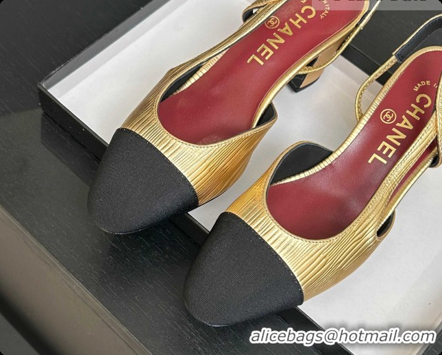 Duplicate Chanel Gold Leather Slingbacks Pump 6.5cm Heel CH072741 2026