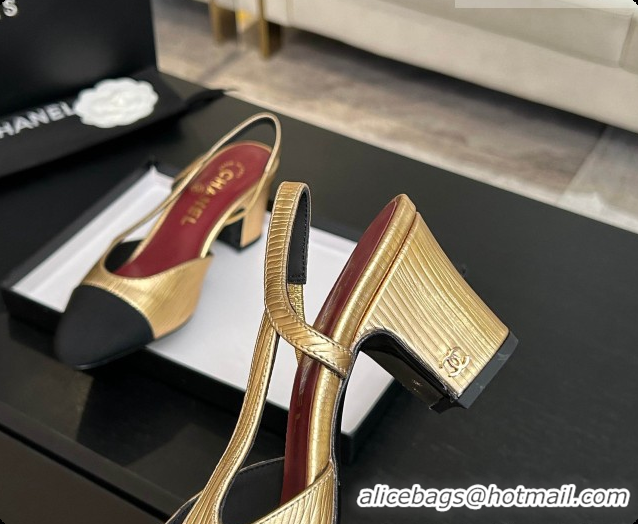 Duplicate Chanel Gold Leather Slingbacks Pump 6.5cm Heel CH072741 2026