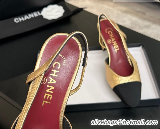 Duplicate Chanel Gold Leather Slingbacks Pump 6.5cm Heel CH072741 2026