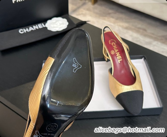 Duplicate Chanel Gold Leather Slingbacks Pump 6.5cm Heel CH072741 2026