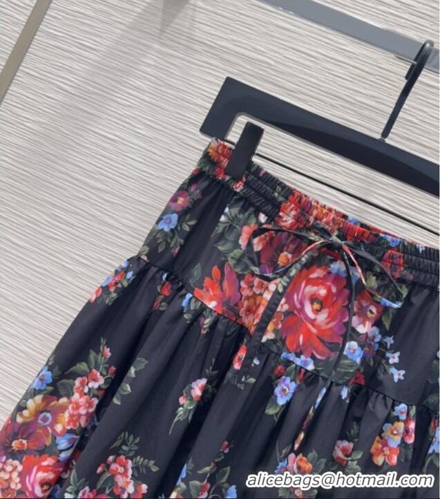 Top Grade Dolce & Gabbana Printed Cotton Skirt DG042302 Black 2026