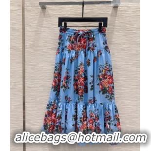 Promotional Dolce & Gabbana Printed Cotton Skirt DG042302 Blue 2026