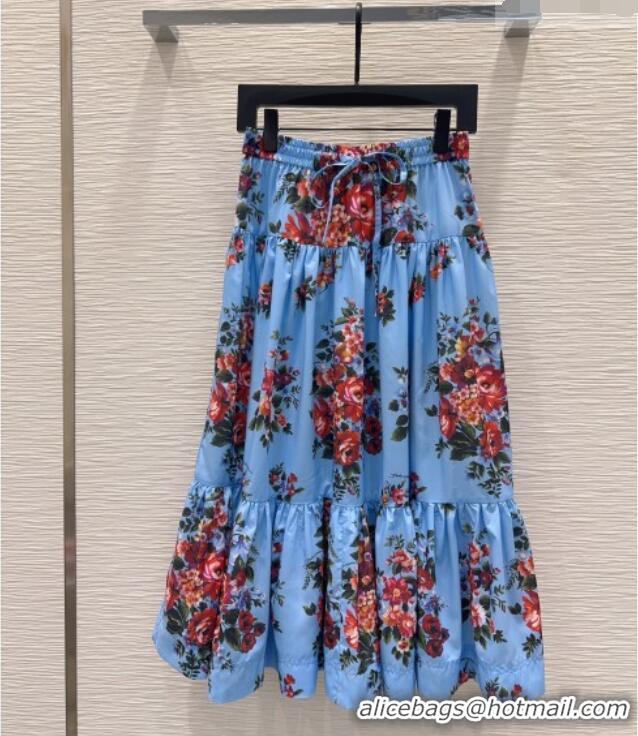 Promotional Dolce & Gabbana Printed Cotton Skirt DG042302 Blue 2026