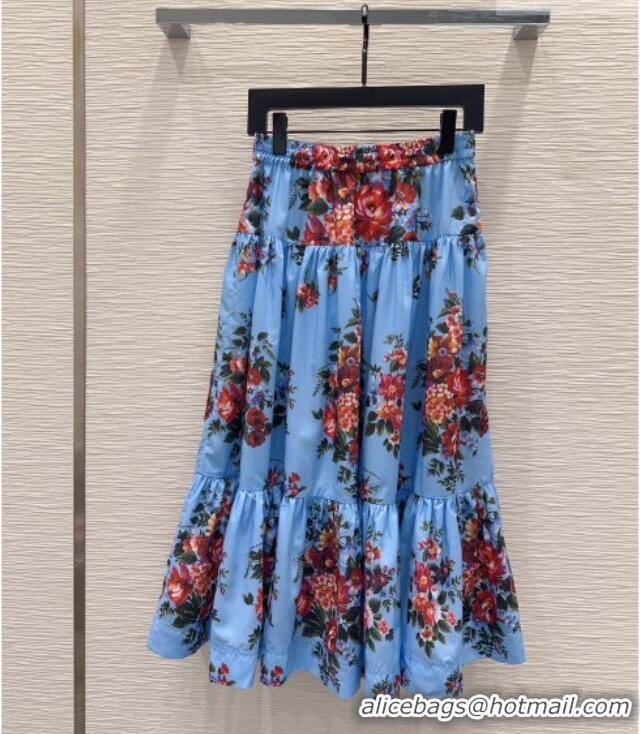 Promotional Dolce & Gabbana Printed Cotton Skirt DG042302 Blue 2026