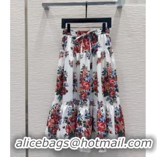 Best Price Dolce & Gabbana Printed Cotton Skirt DG042302 White 2026