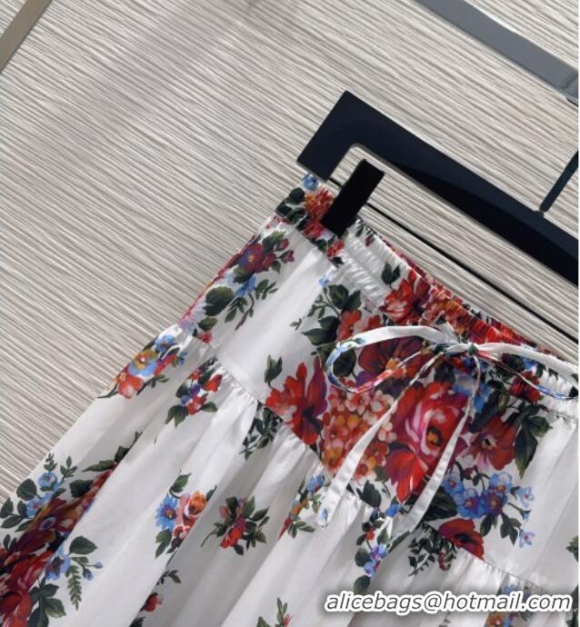 Best Price Dolce & Gabbana Printed Cotton Skirt DG042302 White 2026