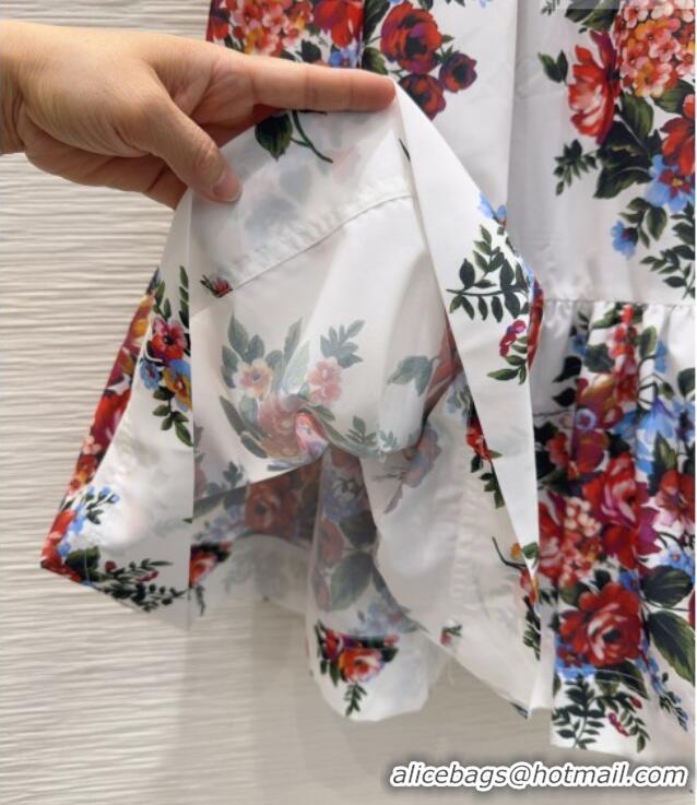 Best Price Dolce & Gabbana Printed Cotton Skirt DG042302 White 2026