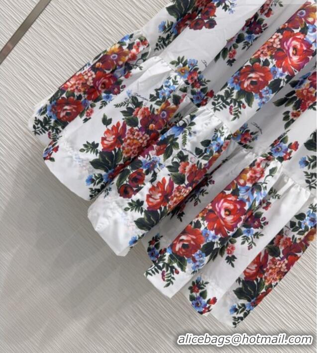 Best Price Dolce & Gabbana Printed Cotton Skirt DG042302 White 2026