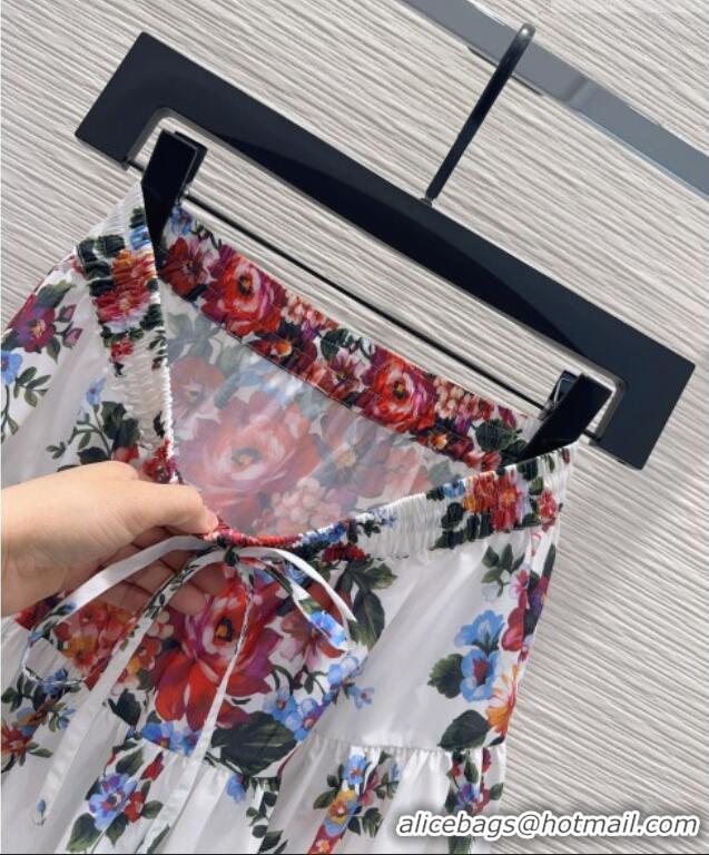 Best Price Dolce & Gabbana Printed Cotton Skirt DG042302 White 2026