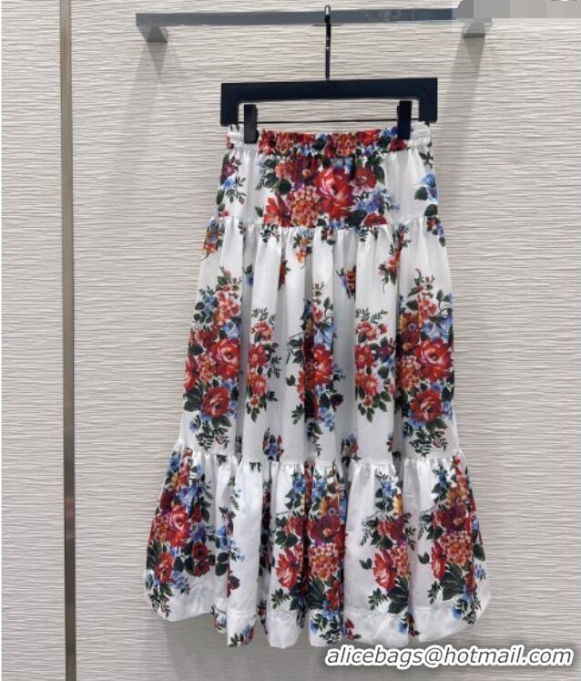 Best Price Dolce & Gabbana Printed Cotton Skirt DG042302 White 2026