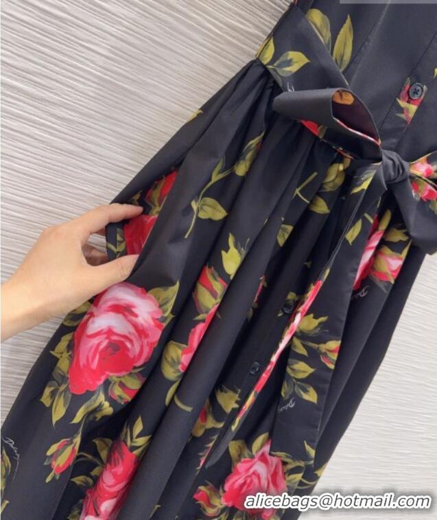 Famous Brand Dolce & Gabbana Printed Cotton Dress DG042302 Black 2026