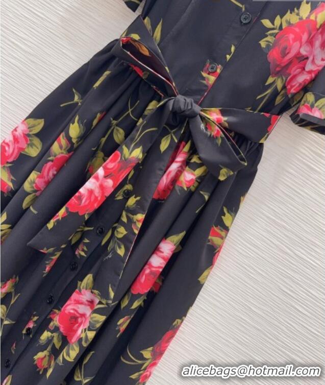 Famous Brand Dolce & Gabbana Printed Cotton Dress DG042302 Black 2026