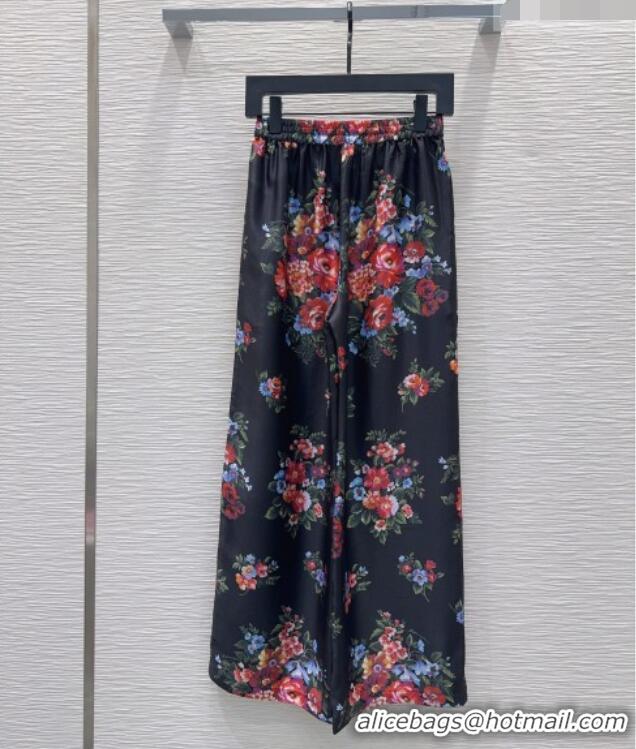 Original Cheap Dolce & Gabbana Printed Silk Pants DG042302 Black 2026