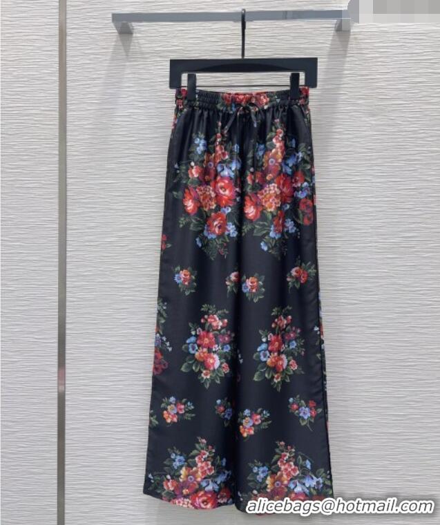 Original Cheap Dolce & Gabbana Printed Silk Pants DG042302 Black 2026