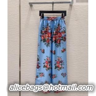 New Fashion Dolce & Gabbana Printed Silk Pants DG042302 Blue 2026